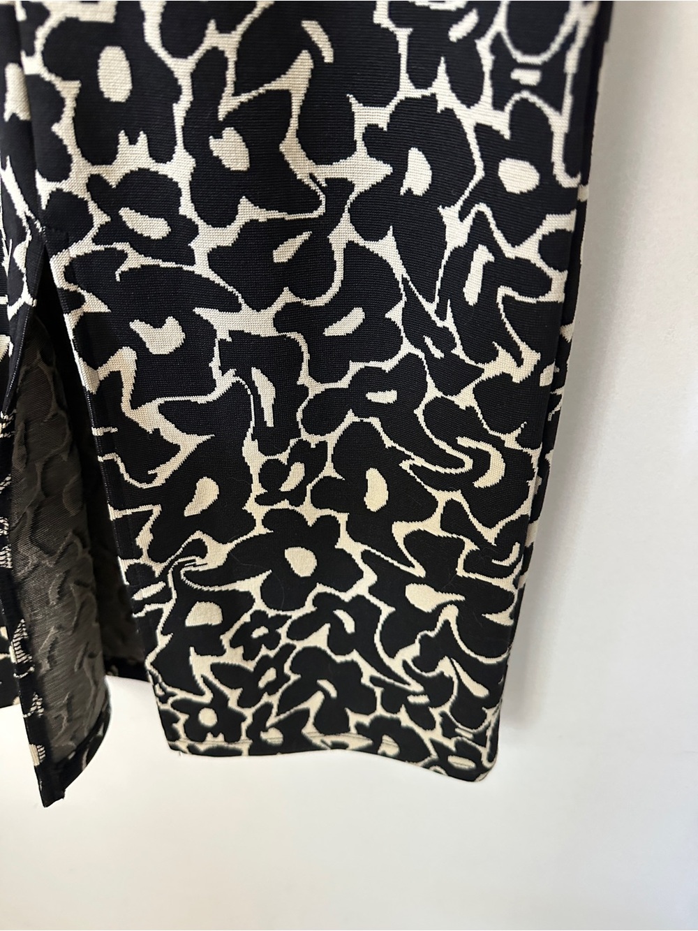 Zara Black and Cream Slip Midi Dress with Abstract Floral Print - Picture 6 of 7